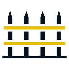 Fence, Black and Yellow Design Fence, Fence Line Icon