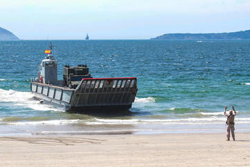 military maneuvers. Infantry, aviation and navy landing	