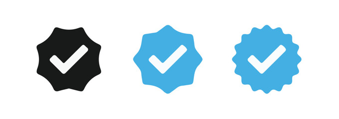Verified badge profile set. Social media account verification icons .Checkmark sign. Verified symbol. Approval done element collection. illustration eps 10. 