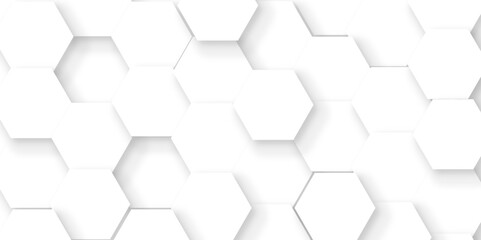 Minimalistic abstract background with hexagonal lines in light. abstract geometric science technology with template background. Modern white hexagon futuristic wallpaper. Hexagon mesh cell texture.