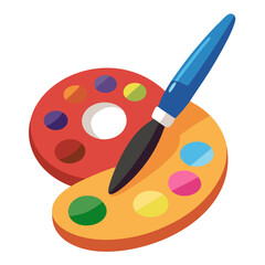 Paint Brush Resting on Palette for Artistic Work and Creativity