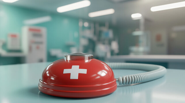 Modern Nurse Call Button with Red Emergency Symbol in Hospital Setting  