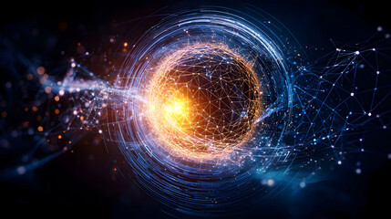 Obraz premium Abstract Glowing Digital Sphere Design