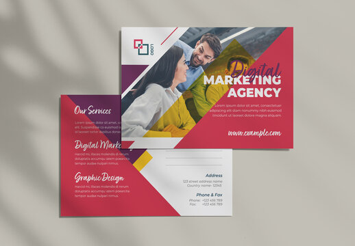 Red Post Card Template Clean Vector Accents