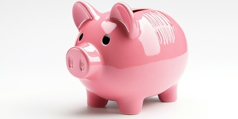 Bright pink piggy bank sits on a clean surface reflecting savings and financial goals in a modern home setting