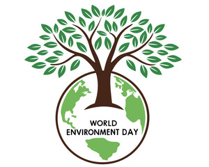 Obraz premium World Environment Day: Tree Growing from Earth Globe Illustration