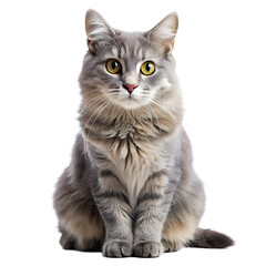 Gray tabby cat cute feline isolated on transparent background