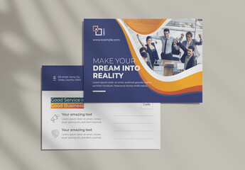 Corporate Post-Cards Template Premium Vector Accents