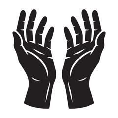 Open hands reaching out for assistance or spiritual connection illustration