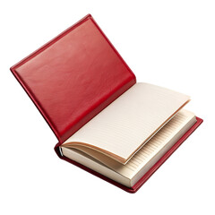 Blank red book isolated on white background.