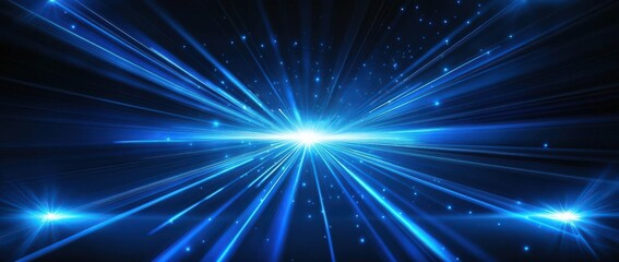 Futuristic blue light speed background featuring streaks of laser beams and glowing lines on a dark backdrop, ideal for technology and innovation themes.