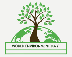 World Environment Day: Tree Growing from Earth Globe Illustration
