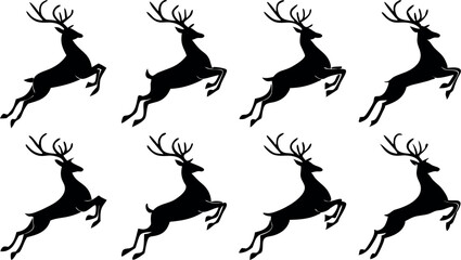 Fototapeta premium Silhouette Set of Reindeer in Various Poses – Vector 
