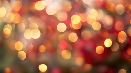 Obraz premium A vibrant red and gold glittery background featuring bokeh lights, perfect for festive celebrations, holidays, or event promotions.