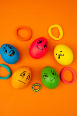 Funny Emoji Easter Eggs On Vibrant Orange Background