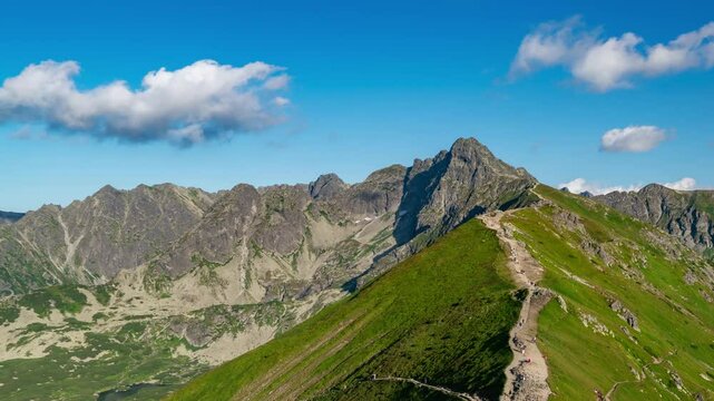 Kasper Peak in Tatra Mountains with Clouds Timelapse - Summer Trekking