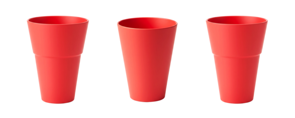 Red Plastic Drinking Cups Collection On Transparent Background

