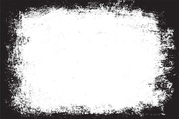Grunge border vector texture background. Abstract frame overlay. Dirty and damaged backdrop. Vector graphic illustration with transparent white. EPS10.
