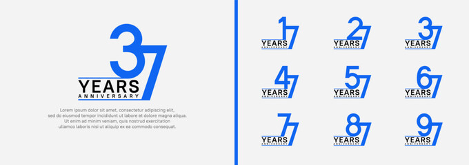 set of anniversary logo style. vector design blue color for celebration