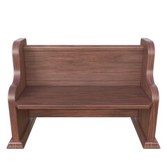 Church Pew, 3d illustration isolated on white background
