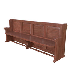 Church Pew, 3d illustration isolated on white background