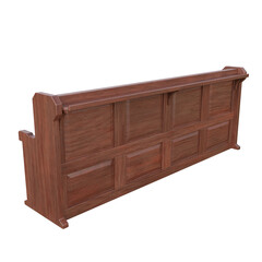 Church Pew, 3d illustration isolated on white background