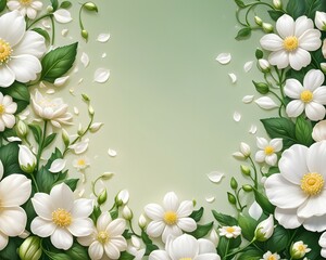 white flowers frame
