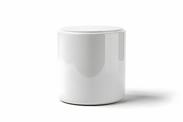 White cylindrical podium isolated on white background for product presentations or photo templates