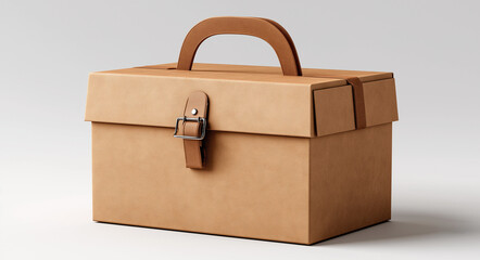 cardboard food box with a handle, isolated on a white background