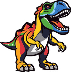 Dinosaur in Prehistoric Jungle with River Dinosaur Roaring in the Volcano Heat