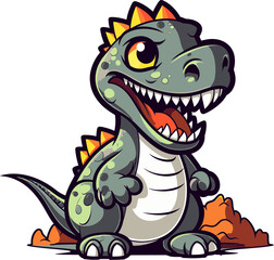 Fototapeta premium Dinosaur with Steaming Lava and Fire Dinosaur Roaming Under the Blue Sky