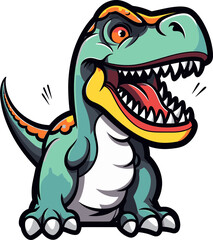 Fototapeta premium Dinosaur with Tropical Jungle and Clouds Dinosaur Roaring in the Prehistoric Wind