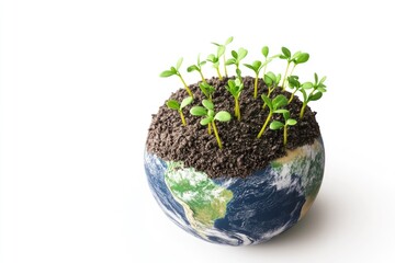 Young plants sprout from earth, symbolizing growth, renewal, and environmental conservation.