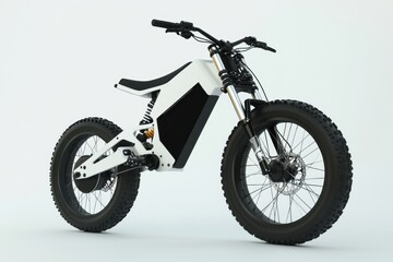 White electric dirt bike isolated on white background
