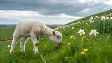 Obraz premium Lamb in Spring Meadow