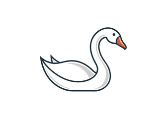 continuous line goose or swan logo design Creative vector cartoon illustration	