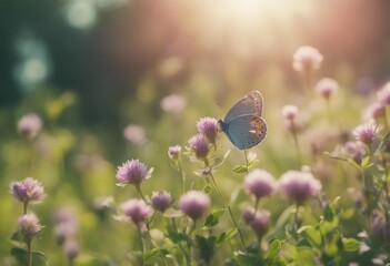 macro flowers colorful picturesque focus close image artistic spring butterfly bokeh clover wild rays nature soft sunlight background meadow summer bloom colourful blooming garden season blossom