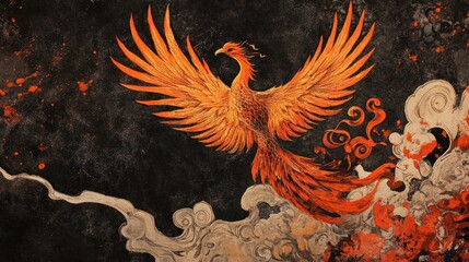 A sacred phoenix rising from the ashes, symbolizing the eternal spirit of the homeland, --ar 16:9 --v 6.1 Job ID: 38a323b8-f39c-41cd-9fa2-f96af0f580c4