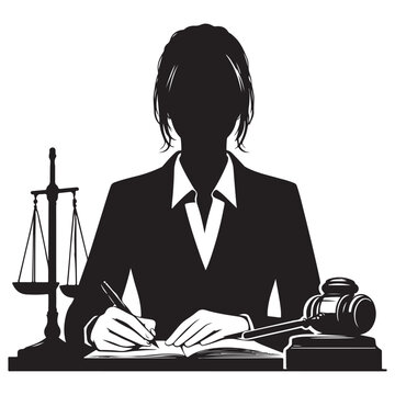 silhouette judge writing at desk clip art preview
