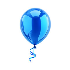 Blue Helium Balloon with Ribbon Isolated