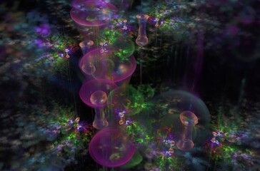 Bubbles and flowers fractal design