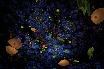 Abstract fractal image on the black background