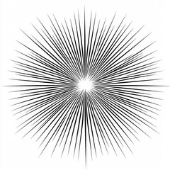 Obraz premium Abstract black and white starburst design featuring sharp lines radiating from the center of a clean white background