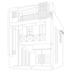 Contemporary Building Line Drawing – Urban Architecture Design