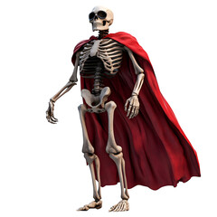 Fototapeta premium Skeleton with red cape halloween costume spooky season stock photo
