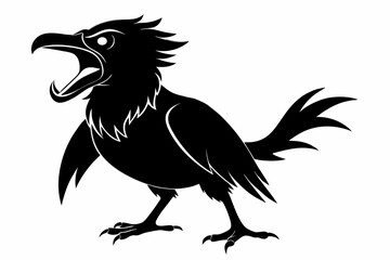 screaming piha bird silhouette black vector