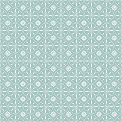 Seamless floral patter design with geometric elements in white color mint background