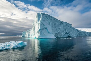 Large Iceberg Towers Above Calm Arctic Waters in Daylight Generative AI