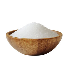 White Granulated Sugar in Wooden Bowl