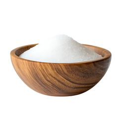 White Granulated Sugar in Wooden Bowl